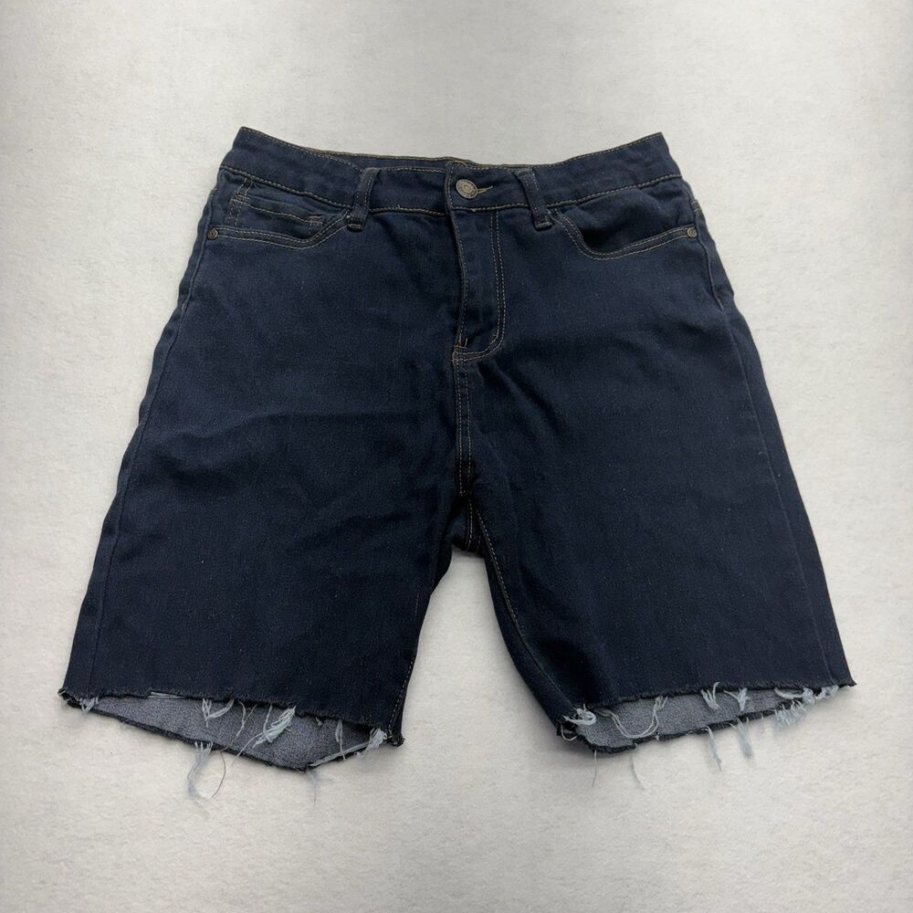 Red Blue Denim Women’s Dark Wash Cutoff Jean Shorts Size 29 Raw Hem Stretch
